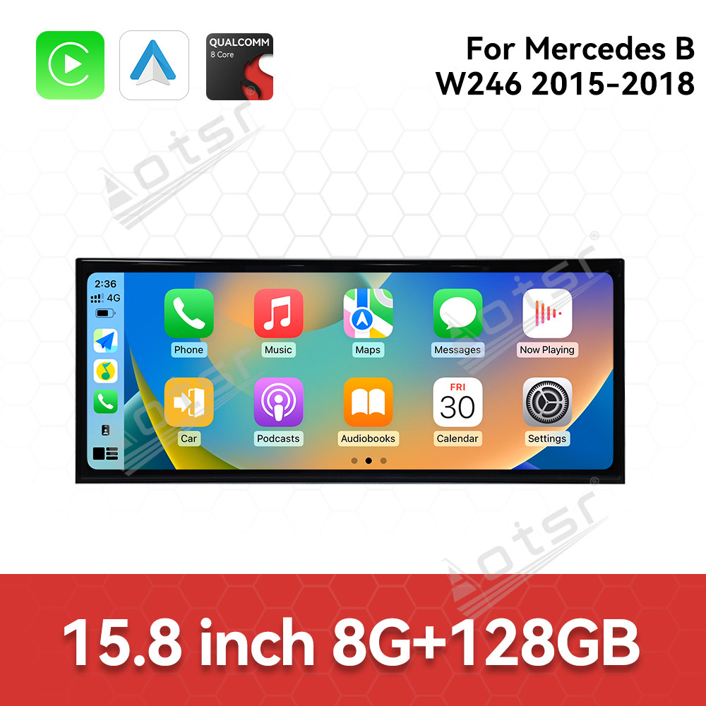 Qualcomm 15.8 inch Car Radio Android 14 For Mercedes Benz B Class W246  Car Carplay Auto Stereo GPS Navigation IPS Screen BT