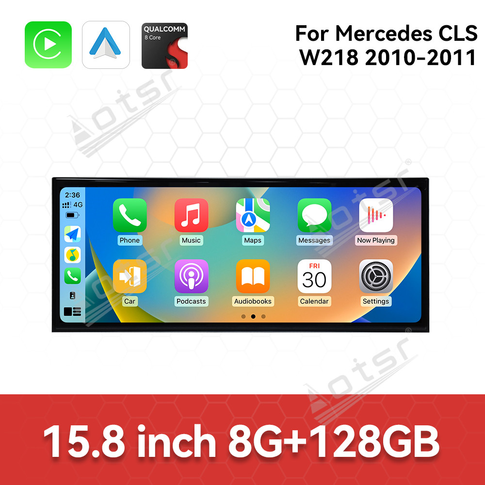 Qualcomm 15.8 inch Car Radio Android 14 For Mercedes Benz GLS W218 Car Carplay Auto Stereo GPS Navigation IPS Screen BT