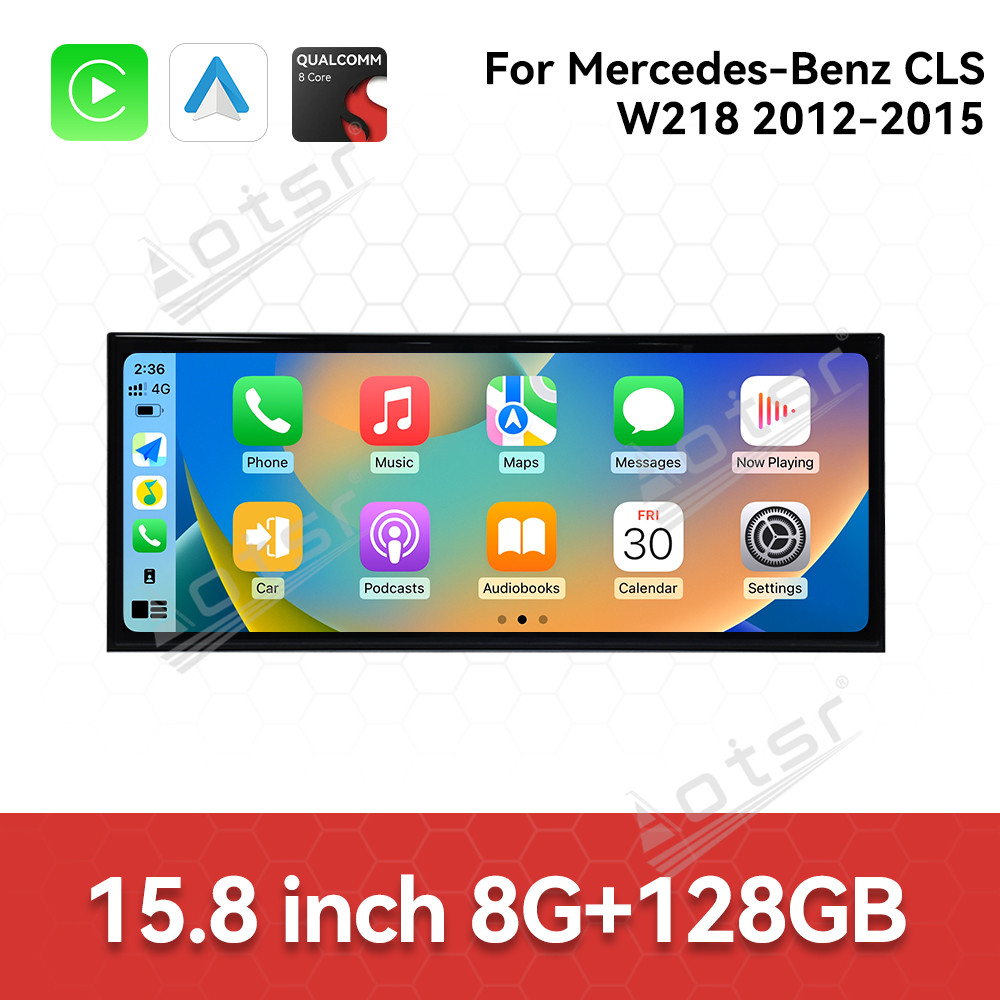 Qualcomm 15.8 inch Car Radio Android 14 For Mercedes Benz GLS W218 Car Carplay Auto Stereo GPS Navigation IPS Screen BT