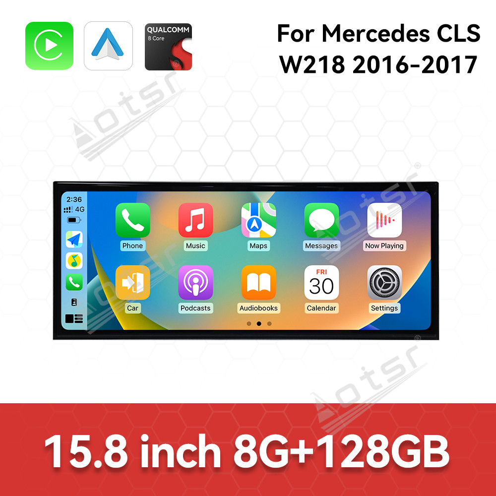Qualcomm 15.8 inch Car Radio Android 14 For Mercedes Benz GLS W218 Car Carplay Auto Stereo GPS Navigation IPS Screen BT