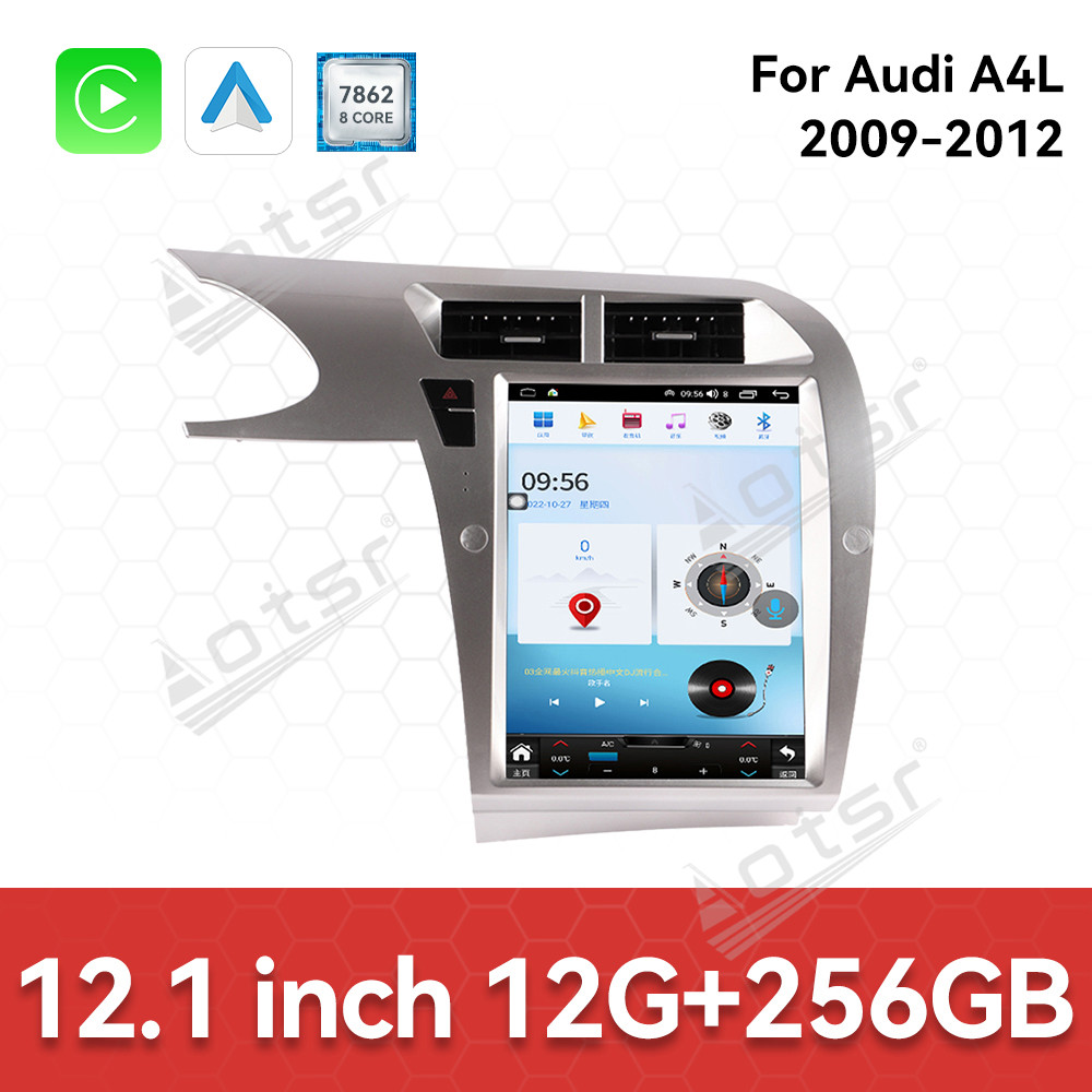 Aotsr Android 15 for Audi A4L 2009-2012 12.1 inch Car Radio Multimedia Player Head Unit GPS Navigation Stereo Screen Audio Carplay