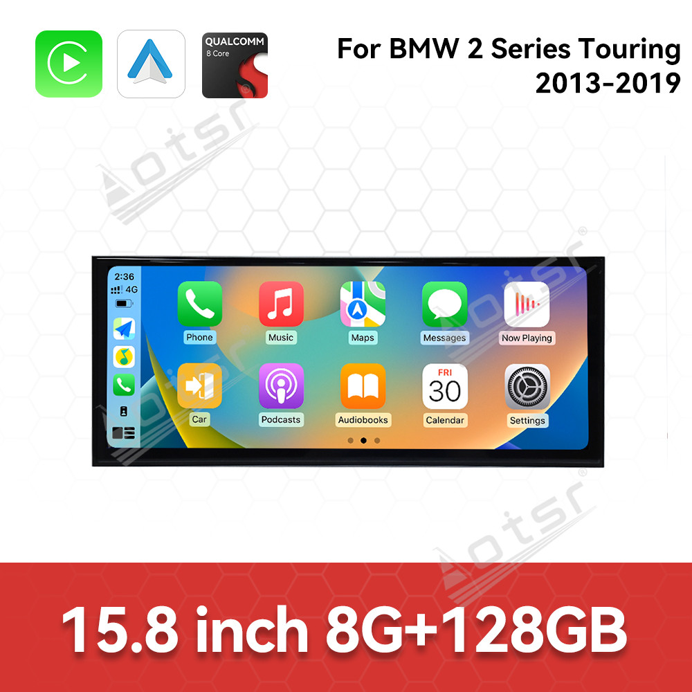 Aotsr 15.8 inch Android 14 Car Radio for BMW 2 Series Touring 2013-2019 Wirless Carplay GPS Navigation Screen Upgrade Multimedia Player