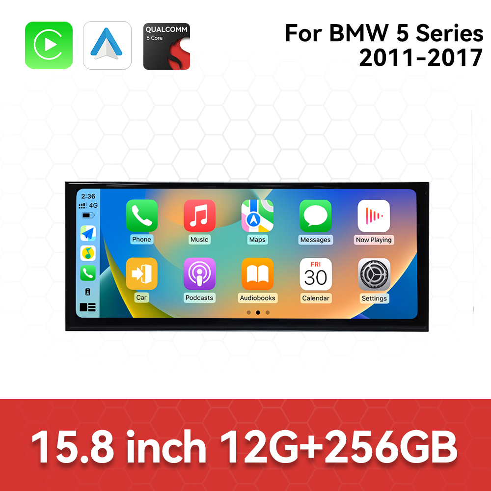 Aotsr 15.8 inch Android 14 Car Radio for BMW 5 Series 2011-2017 CIC Wirless Carplay GPS Navigation Screen Upgrade Multimedia Player