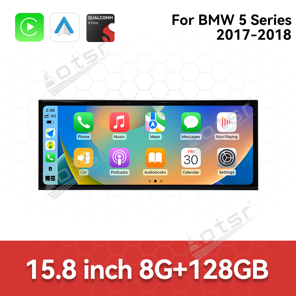 Aotsr 15.8 inch Android 14 Car Radio for BMW 5 Series G30 2017-2018 Wirless Carplay GPS Navigation Screen Upgrade Multimedia Player