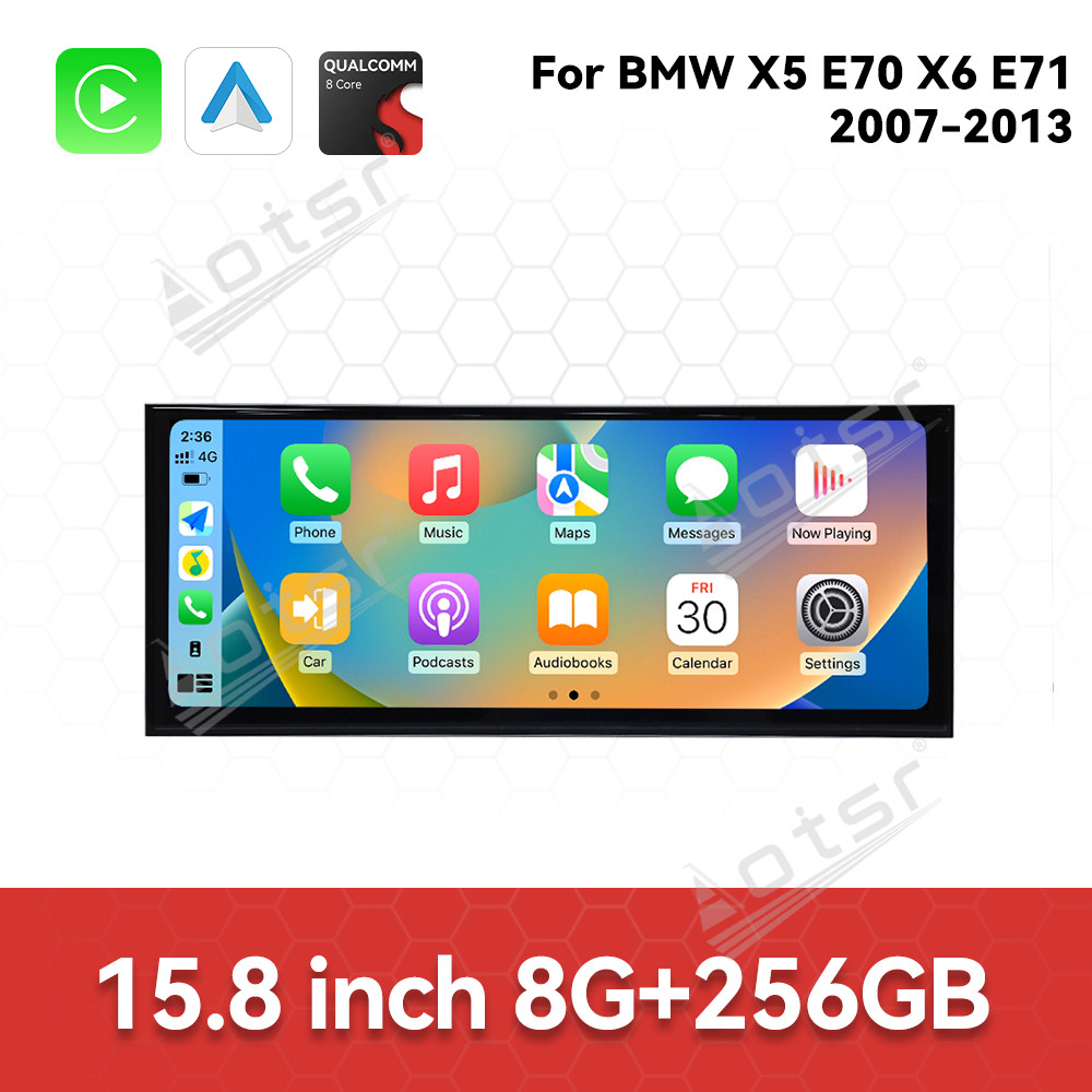 Aotsr 15.8 inch Android 14 Car Radio for BMW X5 F15 2013-2017 Wirless Carplay GPS Navigation Screen Upgrade Multimedia（NBT system）