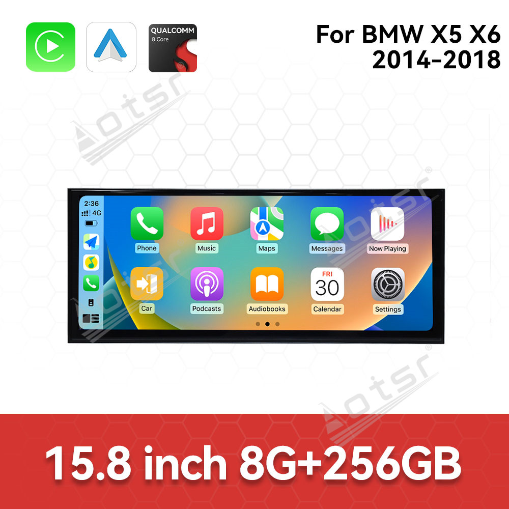 Aotsr 15.8 inch Android 14 Car Radio for BMW X5/X6 F15 2014-2018 Wirless Carplay GPS Navigation Screen Upgrade Multimedia（NBT system）