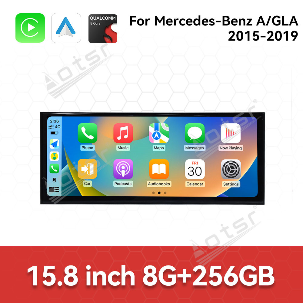 Qualcomm 15.8 inch Car Radio Android 14 For Mercedes Benz A/GLA Class X156 Car Carplay Auto Stereo GPS Navigation IPS Screen BT