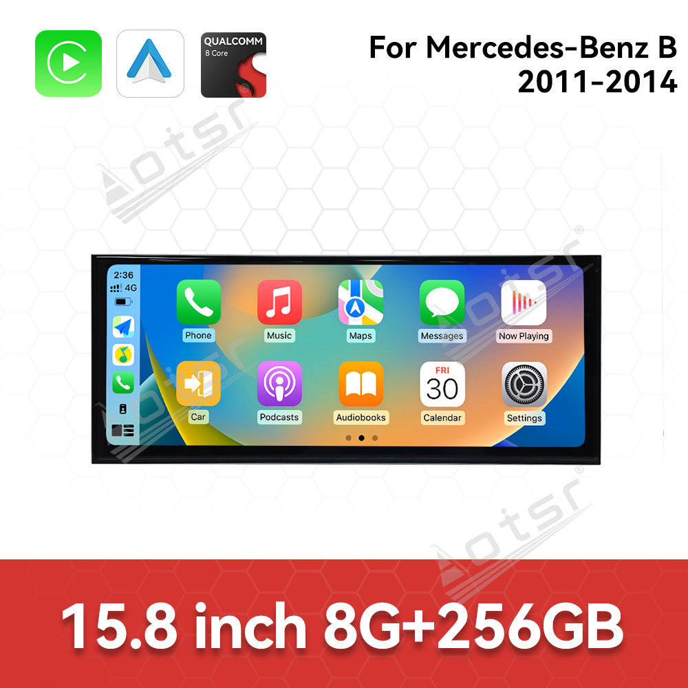 Qualcomm 15.8 inch Car Radio Android 14 For Mercedes Benz B Class W246  Car Carplay Auto Stereo GPS Navigation IPS Screen BT
