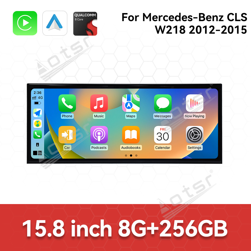 Qualcomm 15.8 inch Car Radio Android 14 For Mercedes Benz GLS W218 Car Carplay Auto Stereo GPS Navigation IPS Screen BT