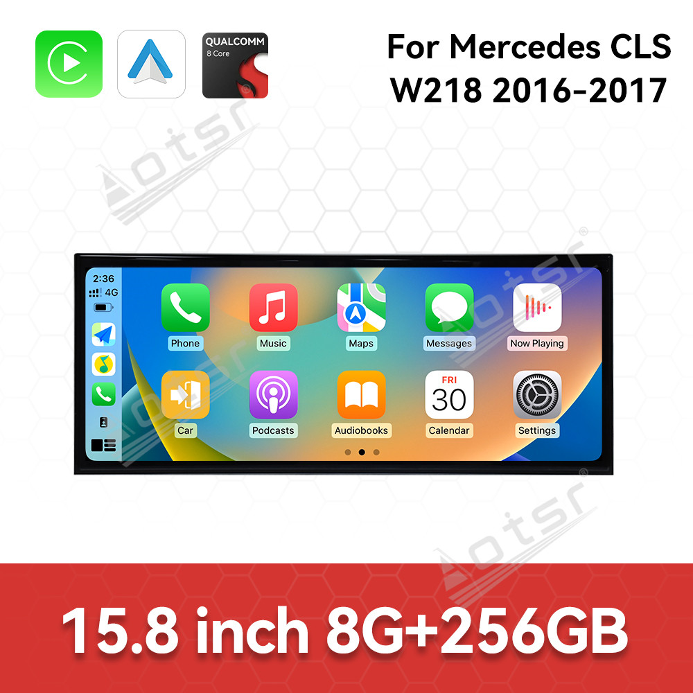 Qualcomm 15.8 inch Car Radio Android 14 For Mercedes Benz GLS W218 Car Carplay Auto Stereo GPS Navigation IPS Screen BT