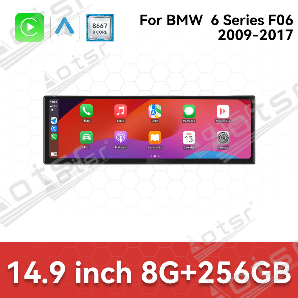 Aotsr 14.9" Car Radio Multimedia Head Unit Touch Screen Android 13.0 for BMW 6 Series F06 2009-2017 GPS Navigator Car Stereo Carplay