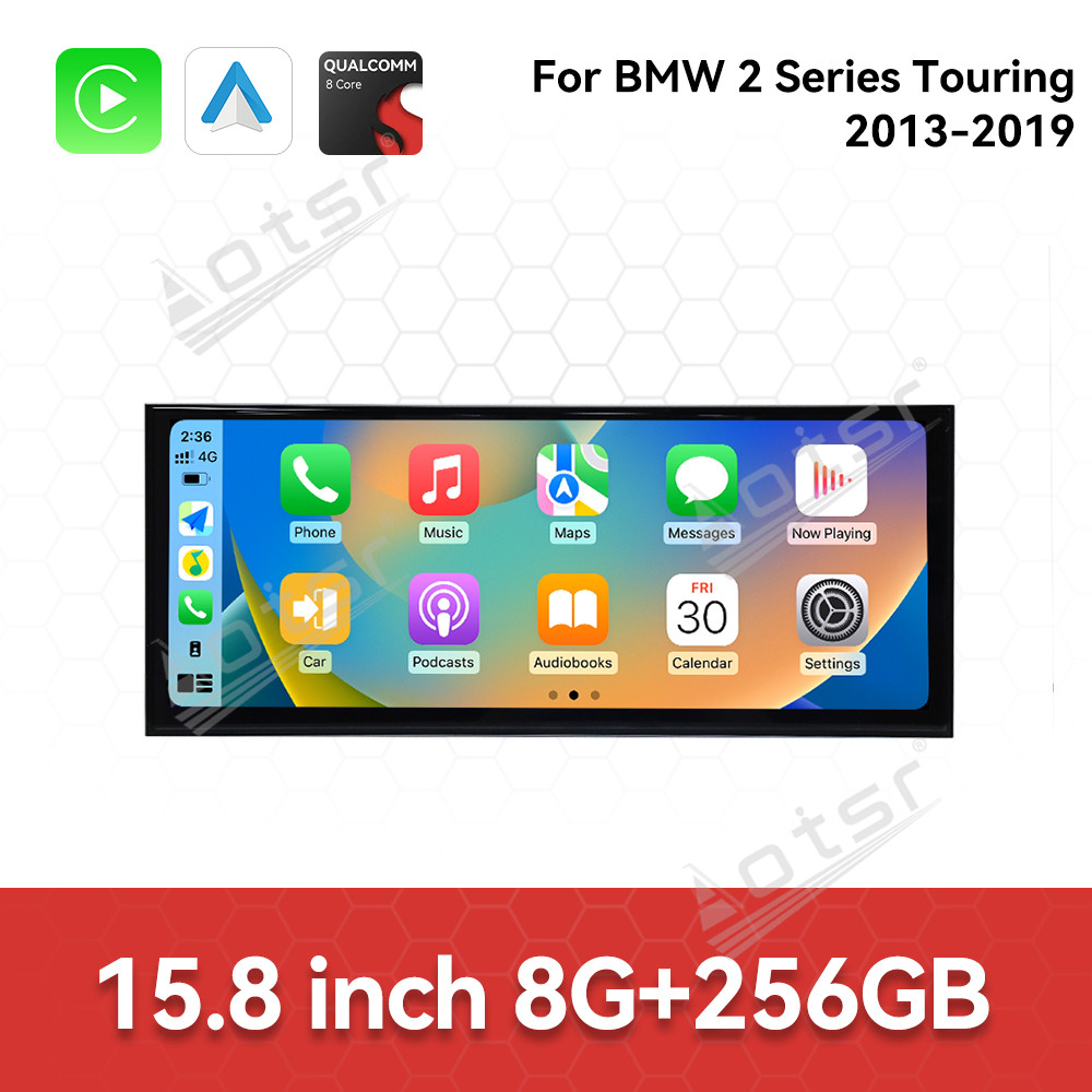 Aotsr 15.8 inch Android 14 Car Radio for BMW 2 Series Touring 2013-2019 Wirless Carplay GPS Navigation Screen Upgrade Multimedia Player