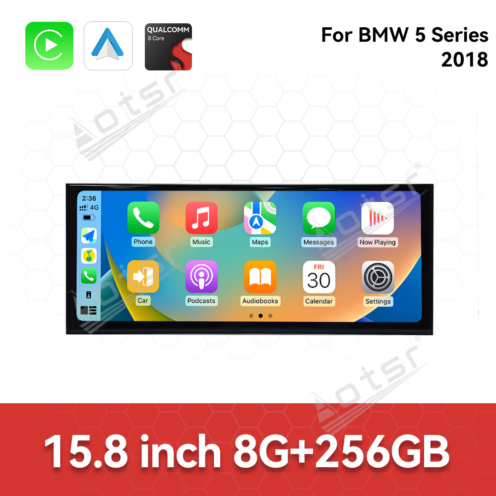 Aotsr 15.8 inch Android 14 Car Radio for BMW 5 Series G30 2018 Wirless Carplay GPS Navigation Screen Upgrade Multimedia Player