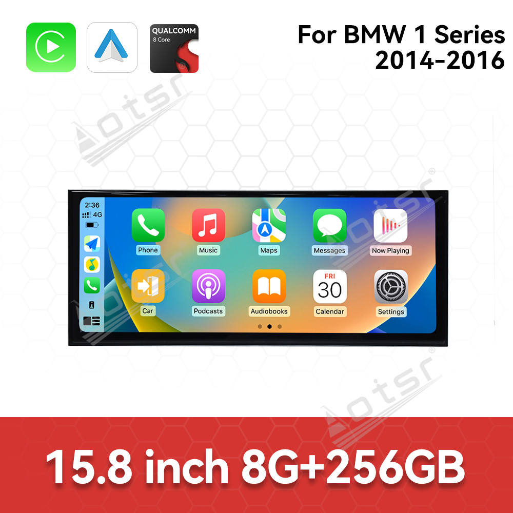 Aotsr 15.8inch Android 14 Car Radio for BMW 1 Series 2014-2016 Wirless Carplay GPS Navigation Screen Upgrade Multimedia Player Android Auto (NBT Two door version）