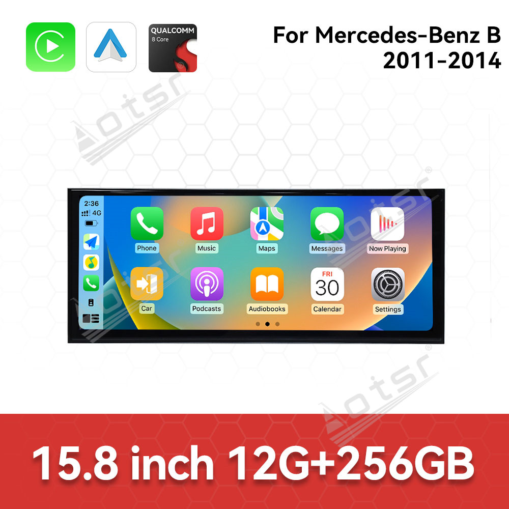 Qualcomm 15.8 inch Car Radio Android 14 For Mercedes Benz B Class W246  Car Carplay Auto Stereo GPS Navigation IPS Screen BT