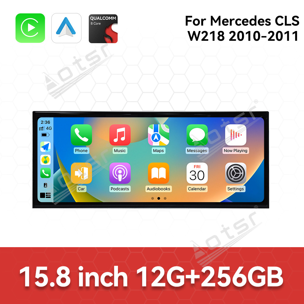 Qualcomm 15.8 inch Car Radio Android 14 For Mercedes Benz GLS W218 Car Carplay Auto Stereo GPS Navigation IPS Screen BT