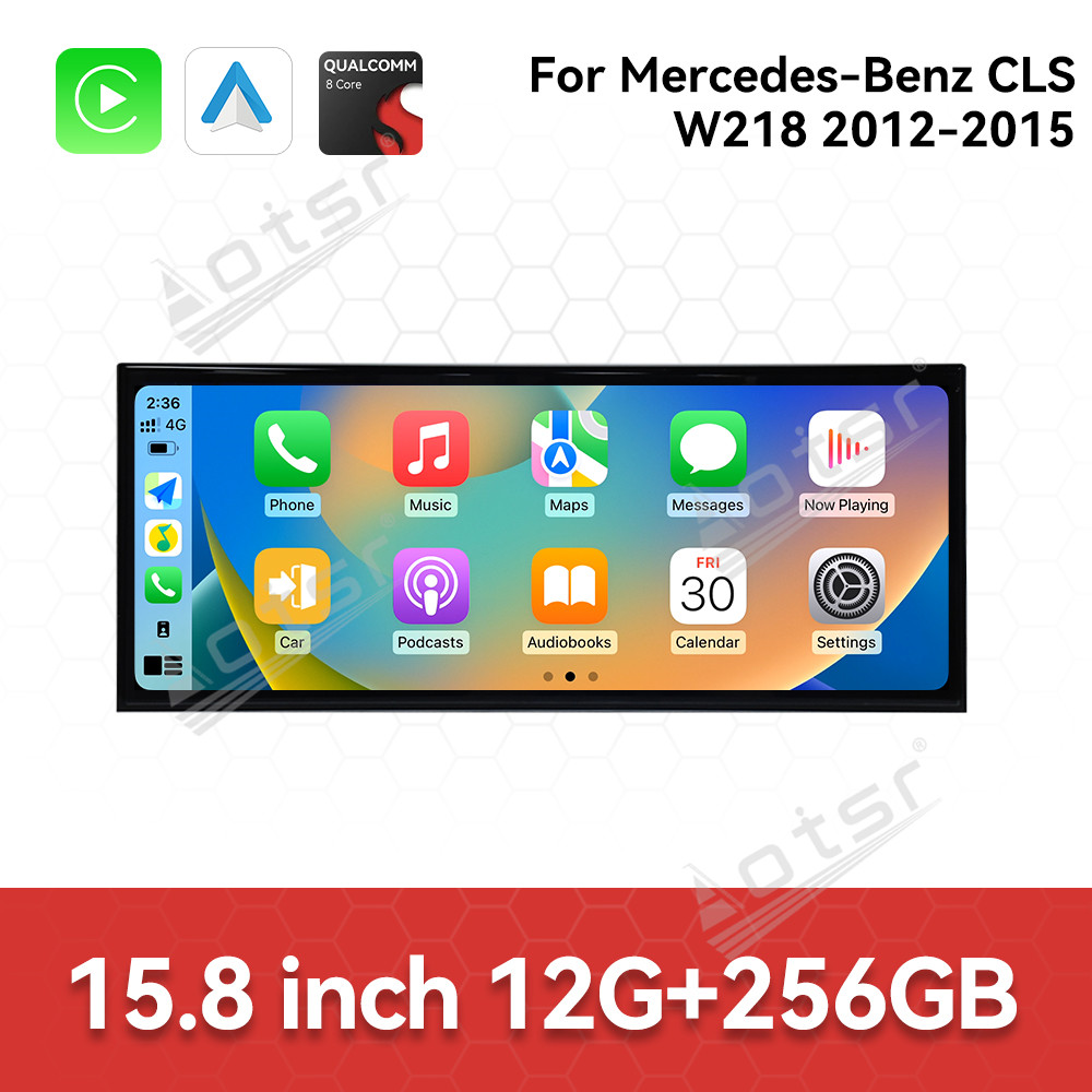 Qualcomm 15.8 inch Car Radio Android 14 For Mercedes Benz GLS W218 Car Carplay Auto Stereo GPS Navigation IPS Screen BT