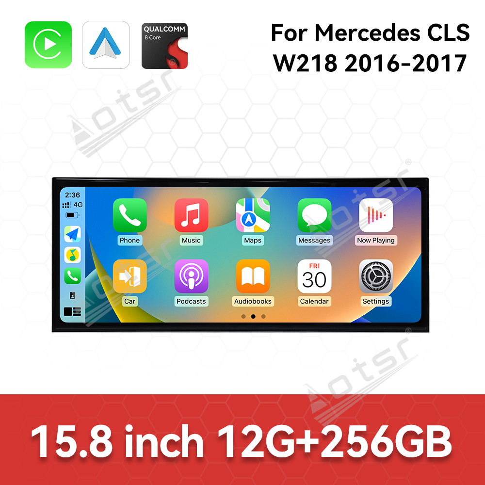 Qualcomm 15.8 inch Car Radio Android 14 For Mercedes Benz GLS W218 Car Carplay Auto Stereo GPS Navigation IPS Screen BT