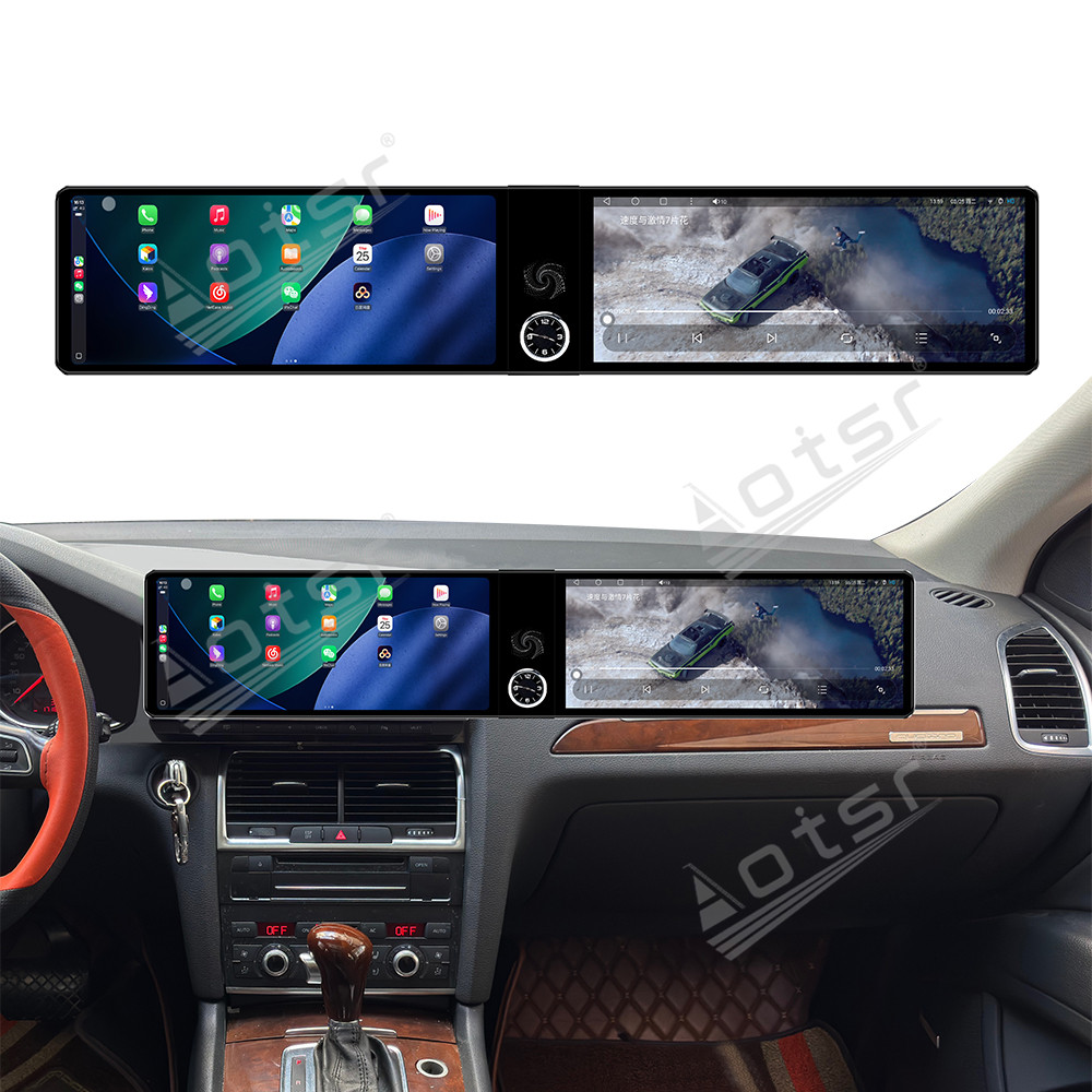 Aotsr Dual 12.3 inch For Audi Q5 2005-2015 GPS Navigation Android 13 Car Radio CarPlay Multimedia Player Head Stereo Unit HD Screen