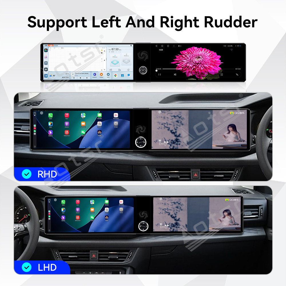 Aotsr Dual 12.3 inch for Volkswagen Tharu 2019-2022 GPS Navigation Android 13 Car Radio CarPlay Multimedia Player Head Stereo Unit HD Screen