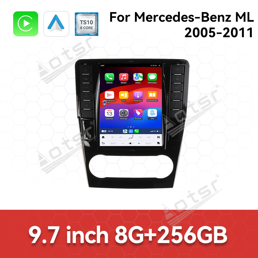 Aotsr 9.7 inch Car Radio For Mercedes-Benz GL ML W164 X164 2005-2011 Android 14 Radio Tesla Car Multimedia Player GPS Navi Head Unit