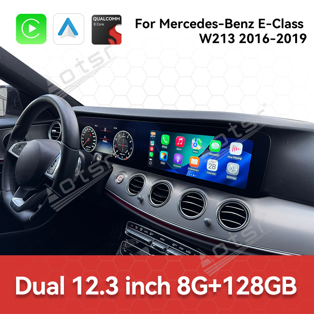 Aotsr Dual 12.3 inch For Mercedes-Benz E-Class W213 2016-2019 GPS Navigation Android 13 Car Radio CarPlay Multimedia Player Head Stereo Unit HD Screen
