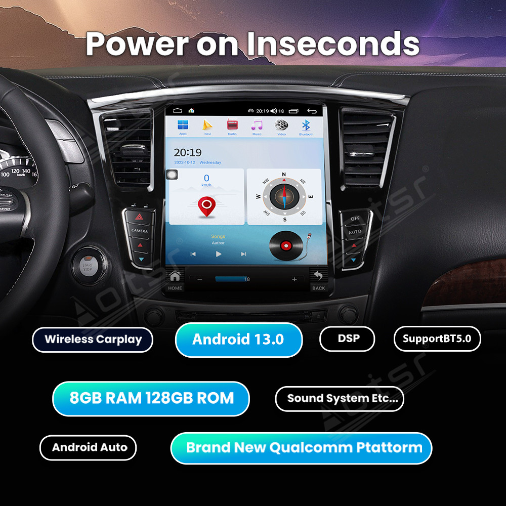 12.1-inch Android 13.0 For lnfiniti QX60 IX35 2014-2019 Car Radio Multimedia navigator Stereo Receiver DSP Unit Carplay Android auto
