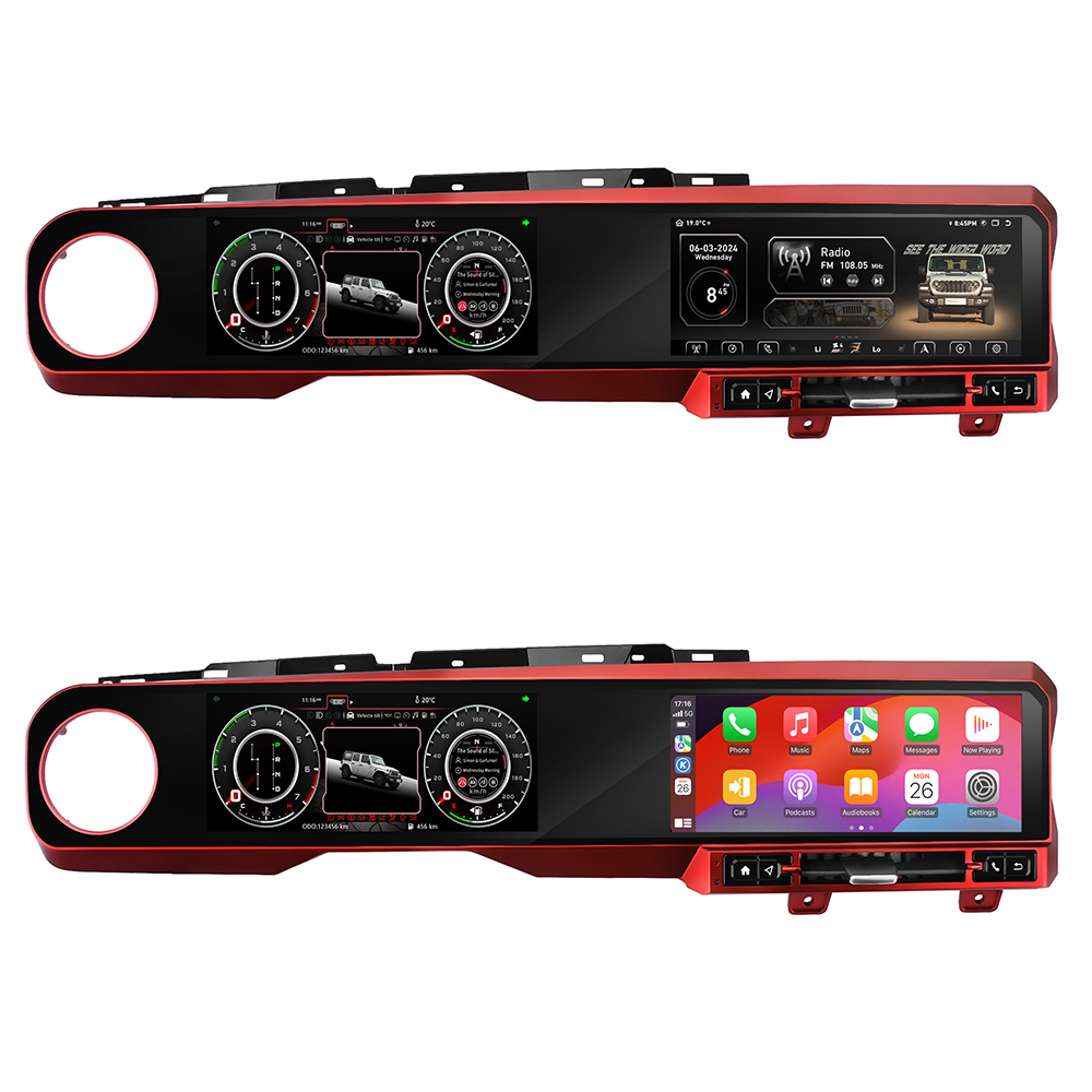 NEW 27-Inch QLED For Jeep Wrangler 2018-2023 Car dual screen Digital Cluster Intelligent Multimedia Radio GPS Navigation Android Carplay DSP 4G