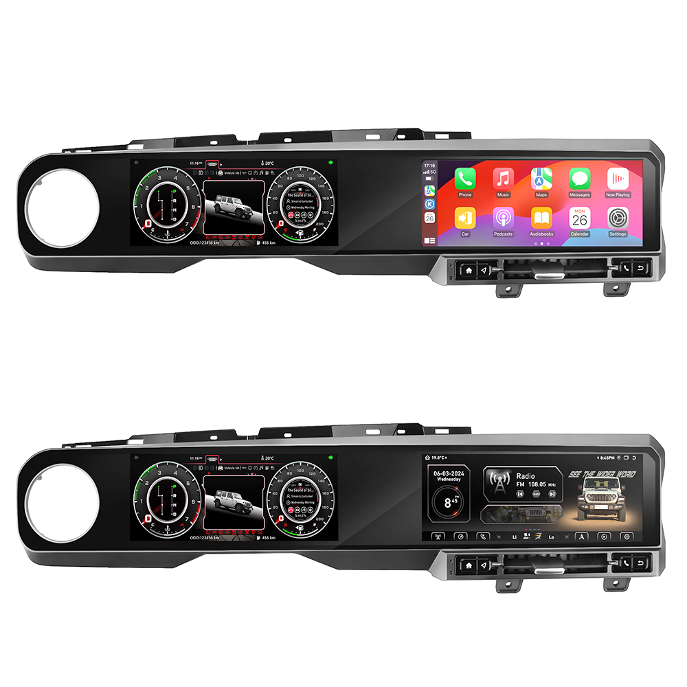 NEW 27-Inch QLED For Jeep Wrangler 2018-2023 Car dual screen Digital Cluster Intelligent Multimedia Radio GPS Navigation Android Carplay DSP 4G-Aotsr official website