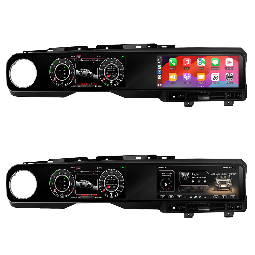 NEW 27-Inch QLED For Jeep Wrangler 2018-2023 Car dual screen Digital Cluster Intelligent Multimedia Radio GPS Navigation Android Carplay DSP 4G