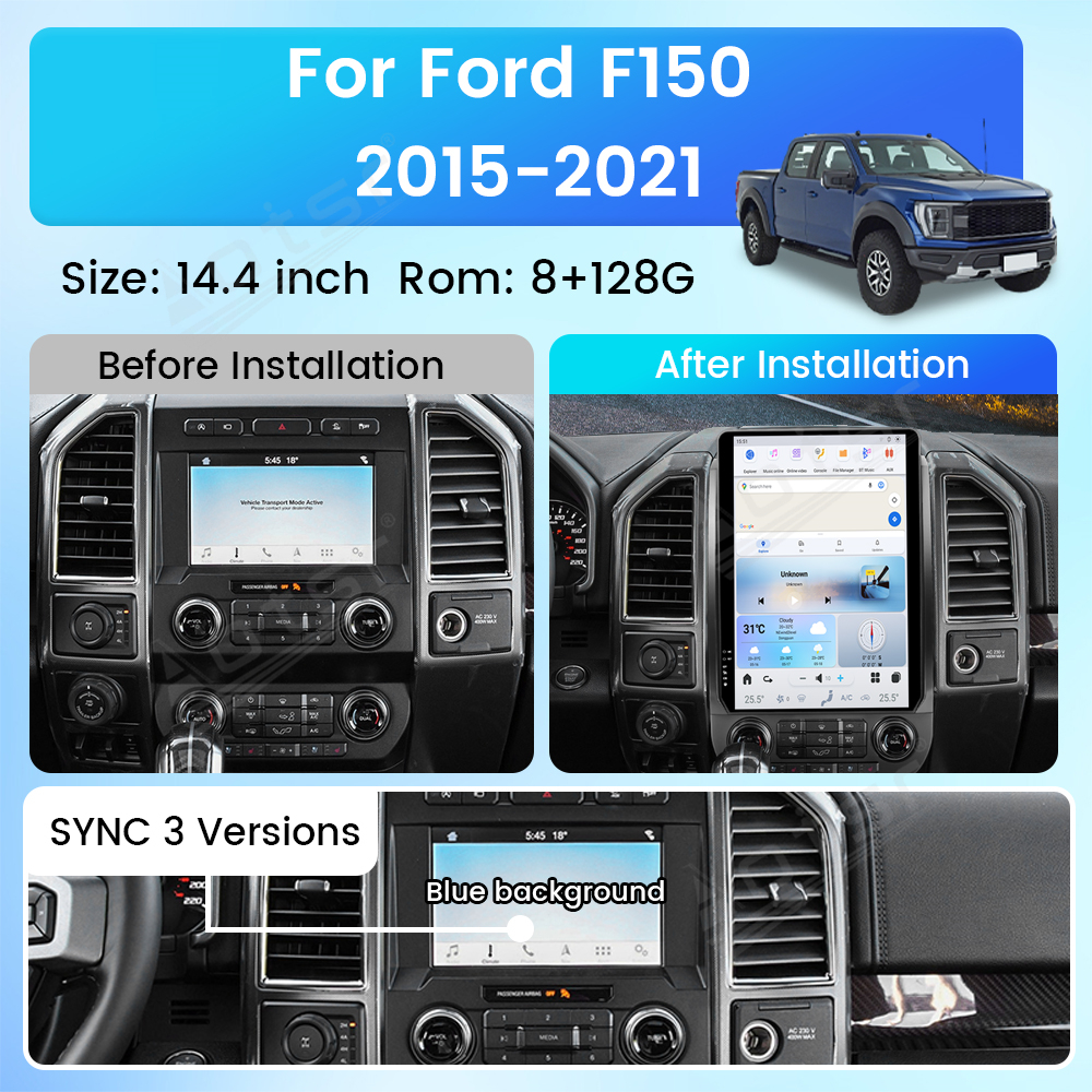 Aotsr 14.4 Inch Tesla style screen For Ford F150 2015-2021 Car Radio Multimedia player Android unit
