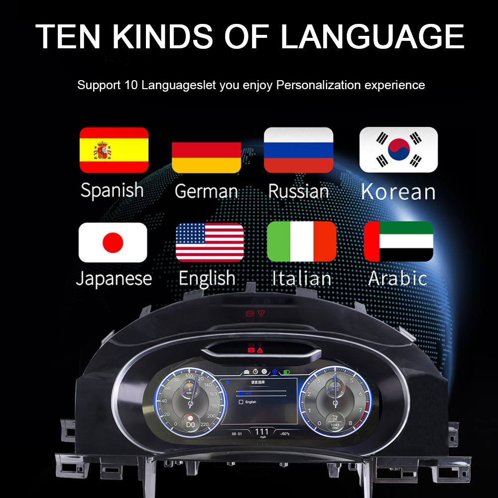 Car Digital Cluster Dashboard Virtual Cockpit LCD Instrument For Volkswagen Touareg 2003 2004 2005 2006 2007 2008 2009 2010 Speed Meter Screen Multilanguage