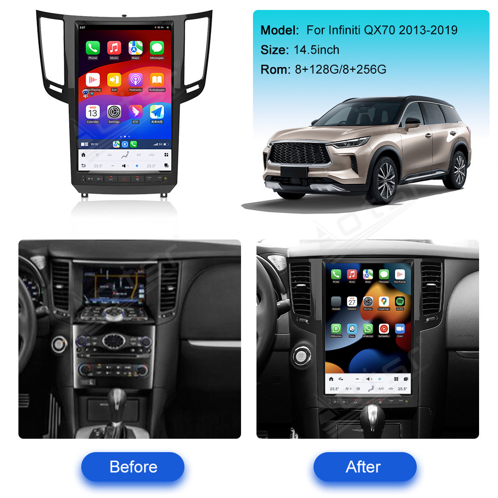 14.4 inch vertical screen For Infiniti QX70 2013-2019 Android 13 GPS Navi Multimedia Audio Radio Receiver carplay Anroid auto.