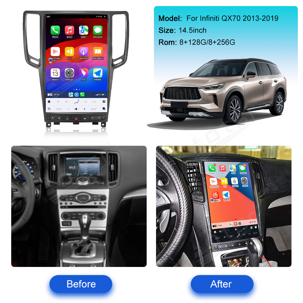 14.4inch For Infiniti G37 2007 - 2013 car vertical screen Radio Multimedia Player GPS Navigation Android 13 carplay Android auto