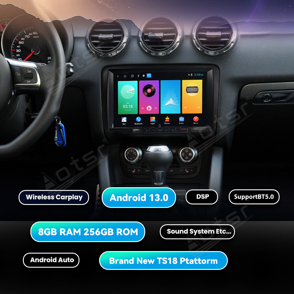 [9-inches]Android 13.0 For Audi TT 2006-2014 Car Radio Multimedia GPS navigation, Stereo Receiver DSP Unit, Carplay Android auto