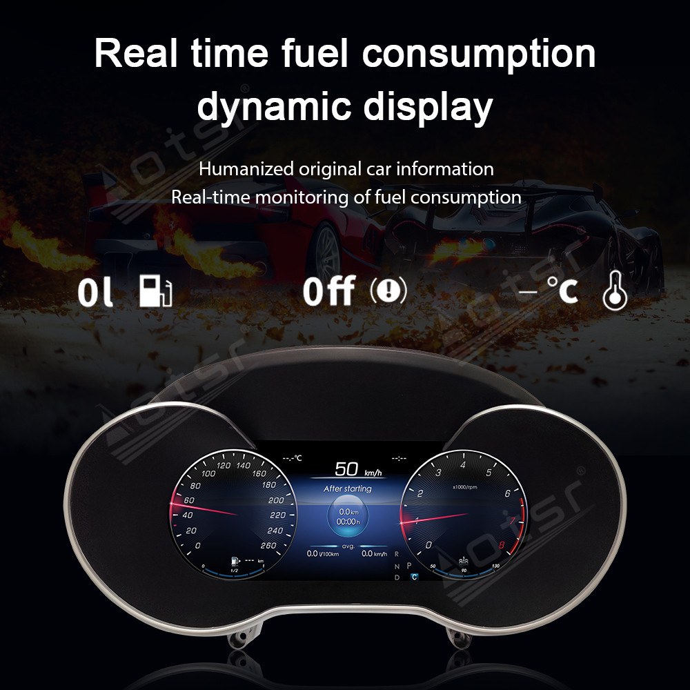 2 Din Dashboard Digital Cluster For Mercedes Benz C Class W205 2015-2018 Meter Screen Auto LCD Speedometer Display Head Unit