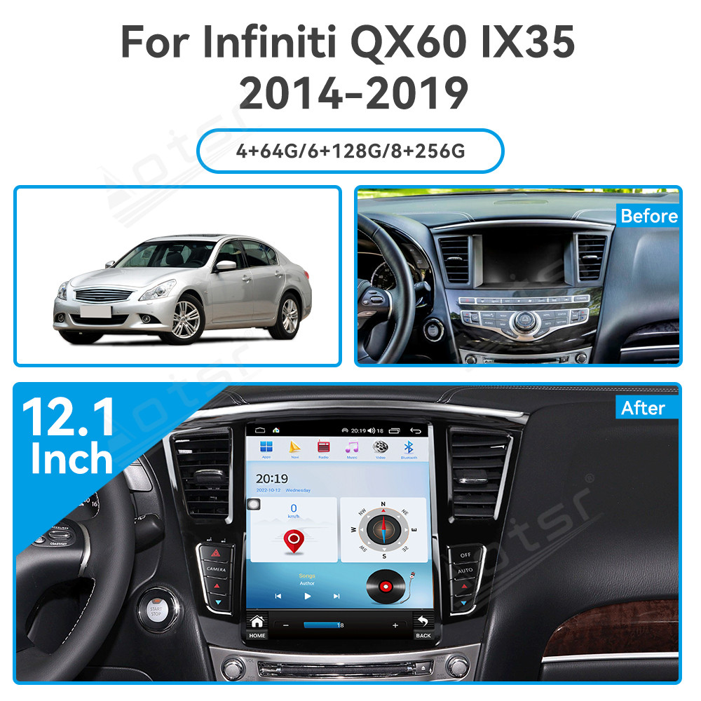 12.1-inch Android 13.0 For lnfiniti QX60 IX35 2014-2019 Car Radio Multimedia navigator Stereo Receiver DSP Unit Carplay Android auto