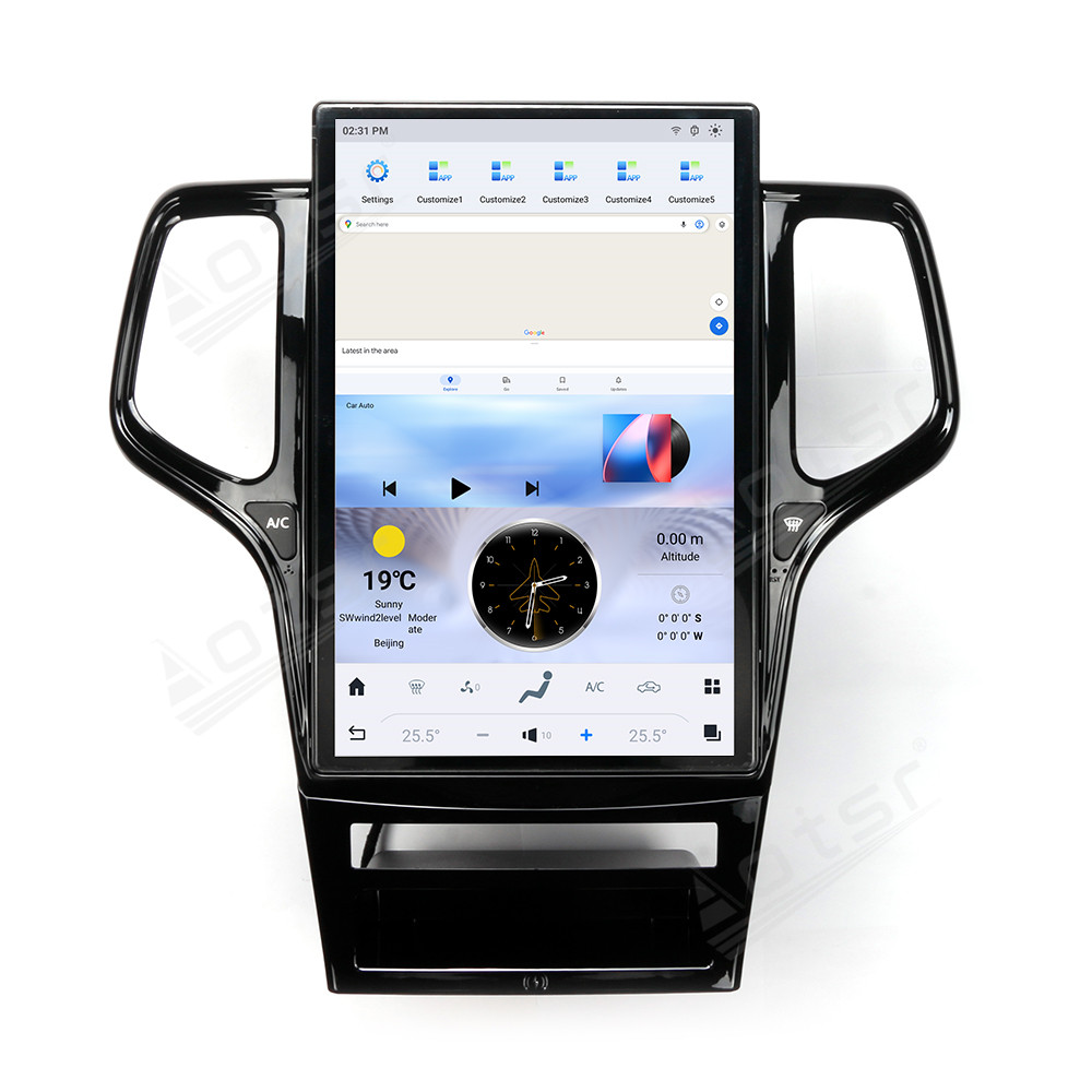 Aotsr 14.4 inch Jeep Grand Cherokee 2011-2013 Navigation Multimedia Player Radio with wireless charge