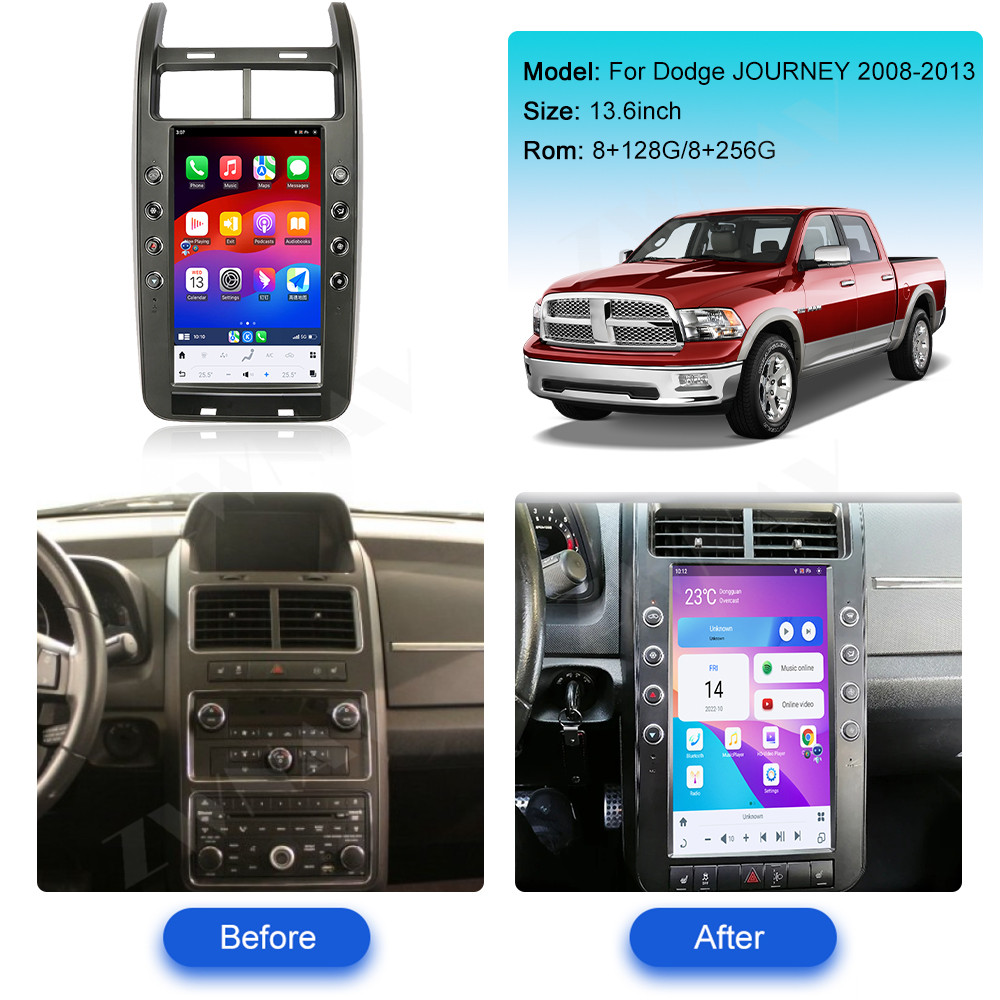 13.6" vertical screen For Dodge JOURNEY 2008-2013 Android 13 GPS Navi Multimedia Audio Radio Receiver carplay Anroid auto.
