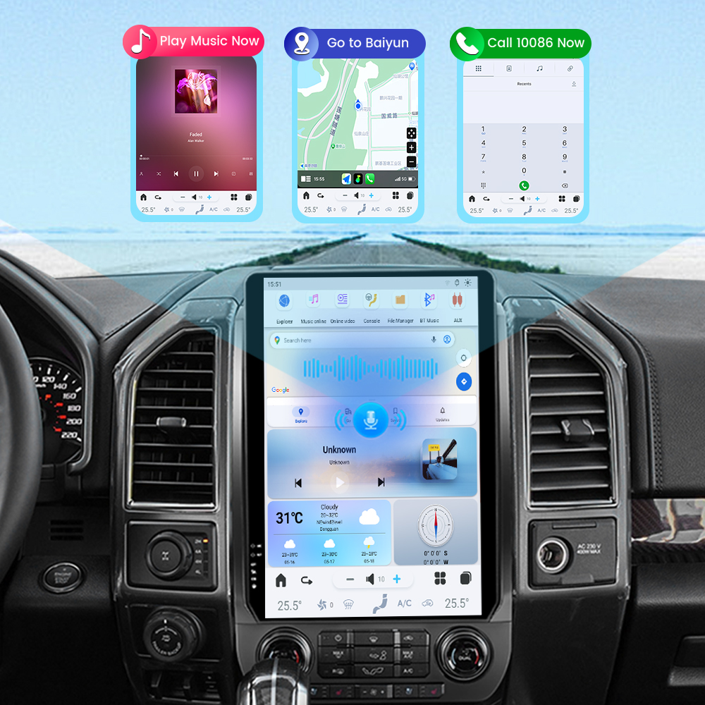 14.4 Inch Android 8+128GB For Ford F150 F250 2015-2021 Tesla Style Car GPS Navigation Multimedia Player Radio Tape Headunit HD