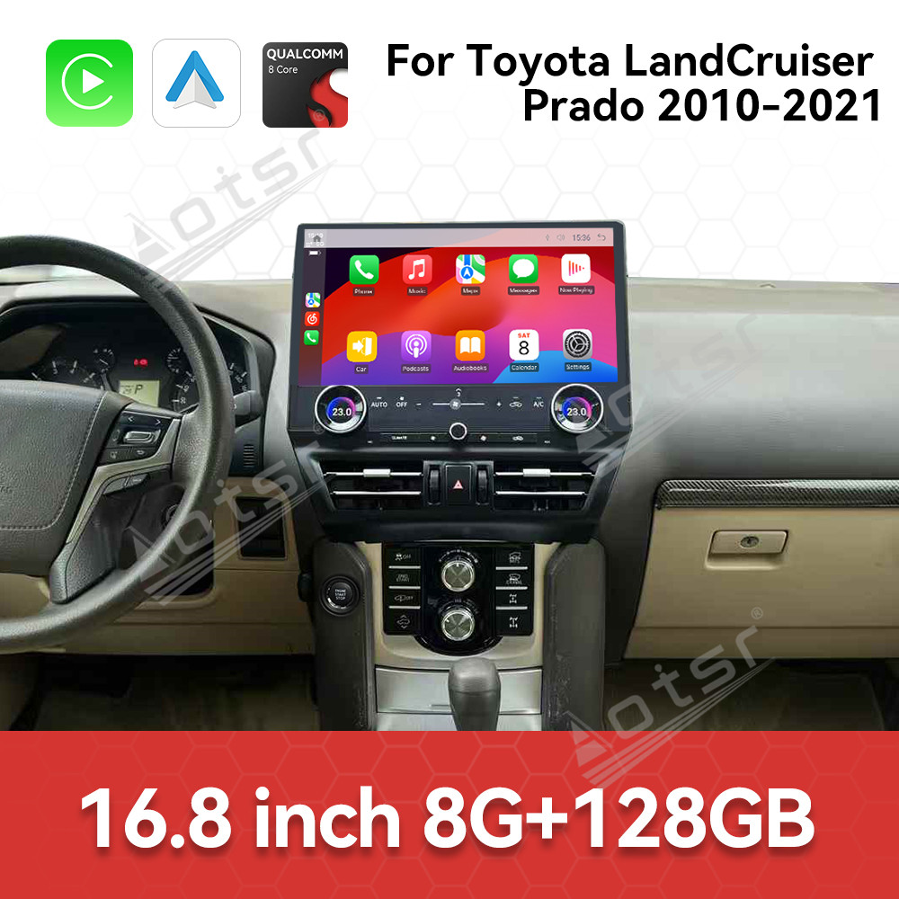 Aotsr for Toyota Prado LC150 2010-2021 16.8" Super Big Screen Android 13 Car Radio Carplay GPS Video Player Multimedia DSP Head Unit