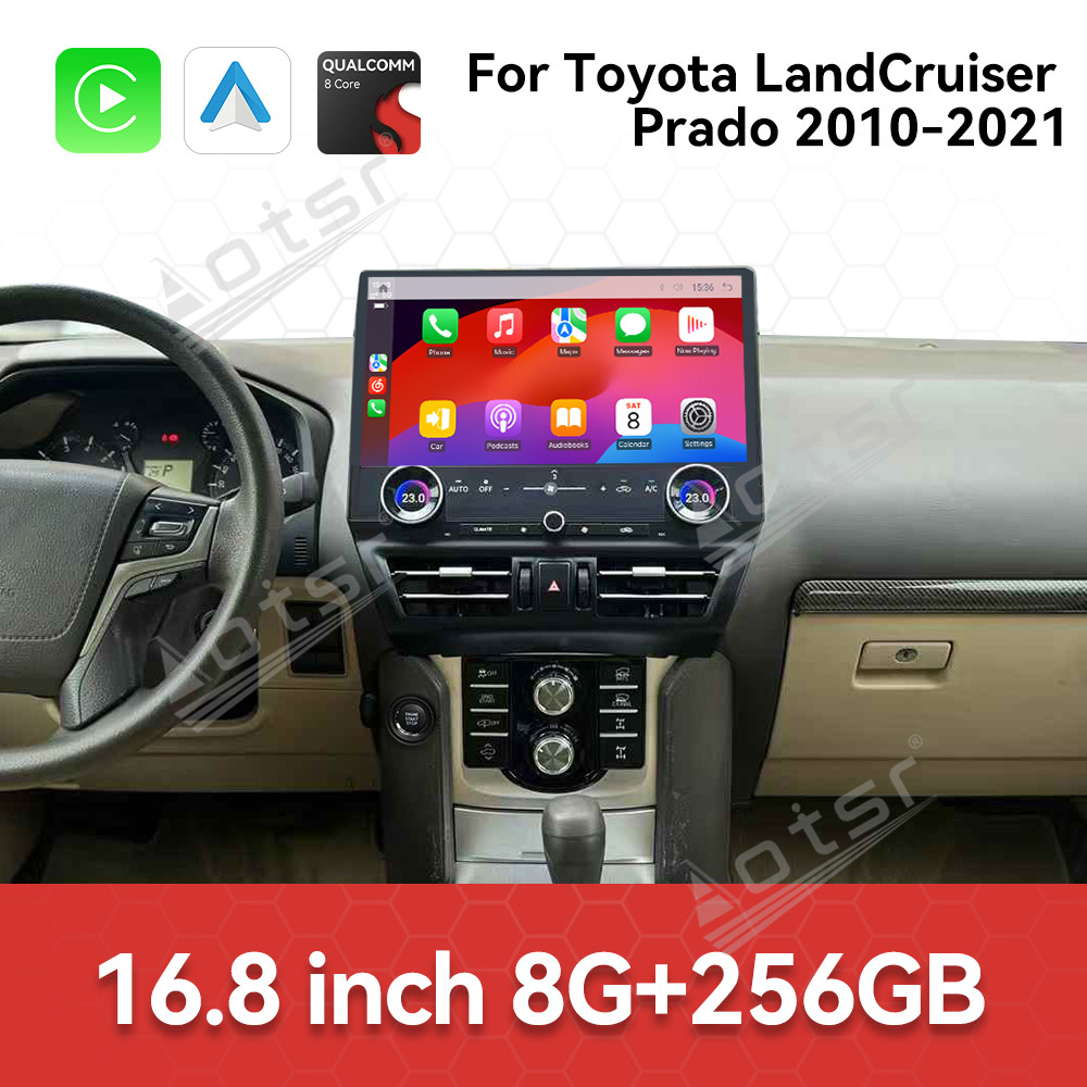 Aotsr for Toyota Prado LC150 2010-2021 16.8" Super Big Screen Android 13 Car Radio Carplay GPS Video Player Multimedia DSP Head Unit