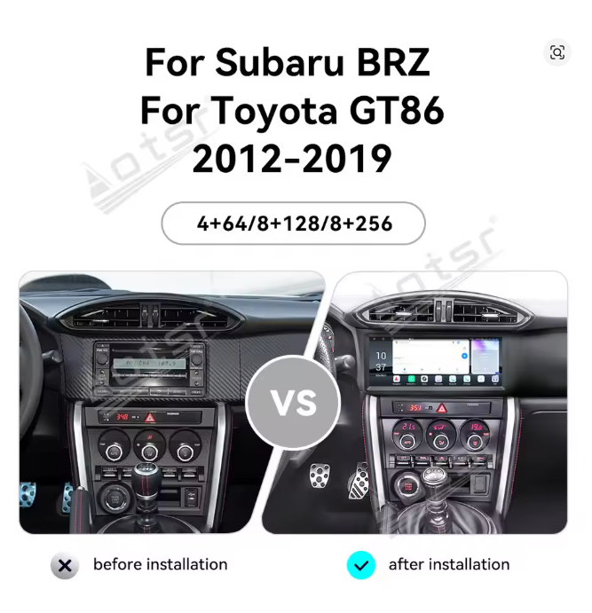 Aotsr For Toyota GT86/Subaru BRZ 2012-2019 Android 13.0 Car Stereo 10.25 Inch Touch Screen Car Radio Wireless CarPlay & Android Auto