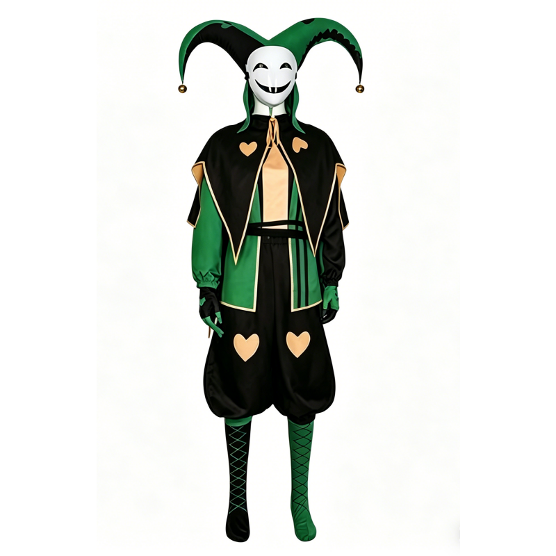 The Freak Circus Harlequin Green Outfit Halloween Carnival Cosplay Costume