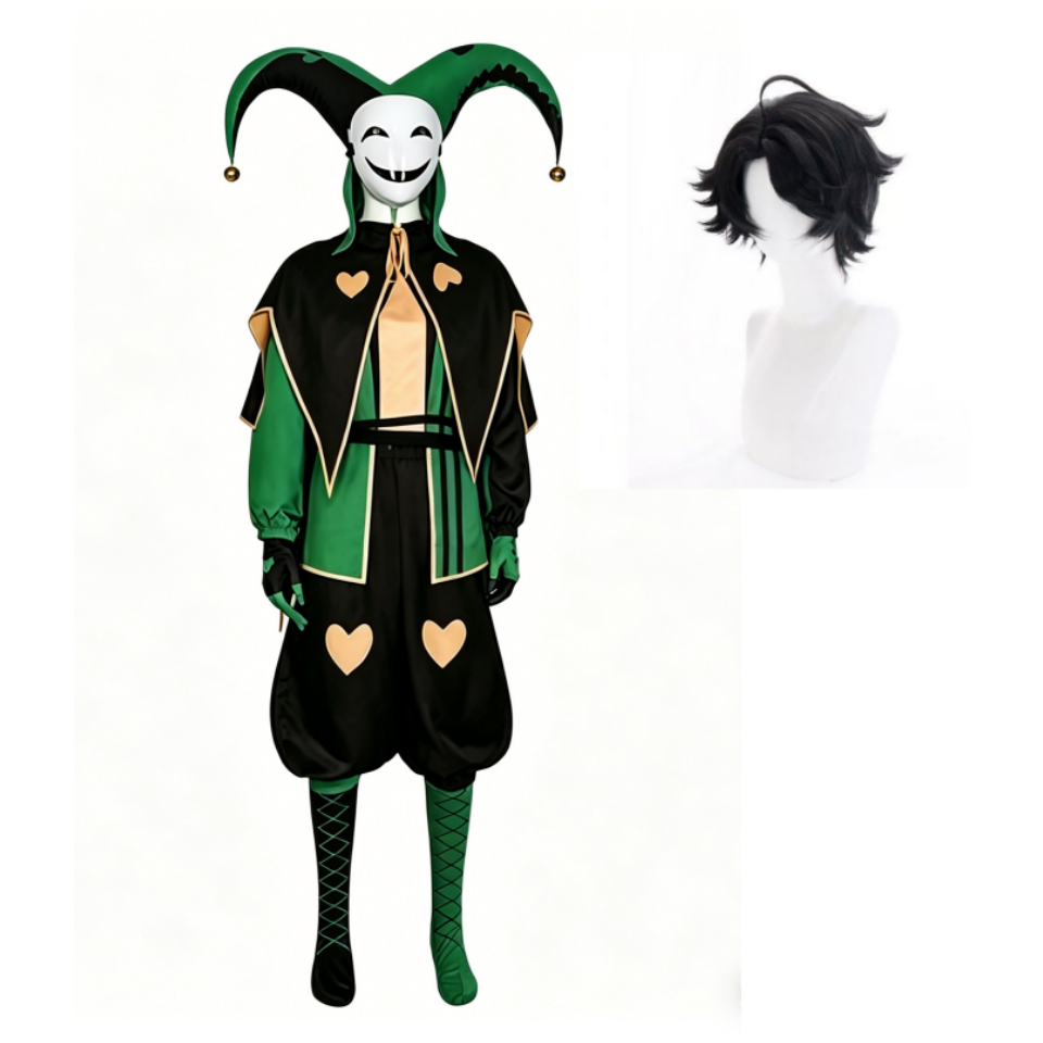 The Freak Circus Harlequin Green Outfit Halloween Carnival Cosplay Costume