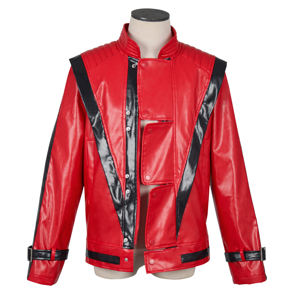 Red Leather Stage Performance Jacket Outfits Halloween Carnival Cosplay Costume