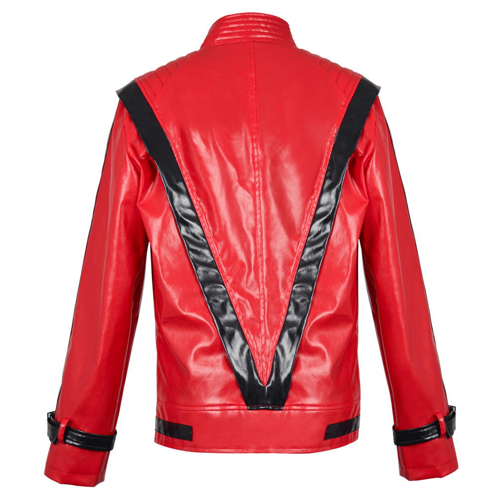 Red Leather Stage Performance Jacket Outfits Halloween Carnival Cosplay Costume