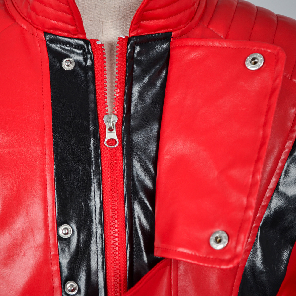 Red Leather Stage Performance Jacket Outfits Halloween Carnival Cosplay Costume