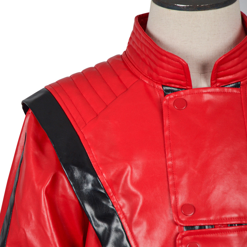 Red Leather Stage Performance Jacket Outfits Halloween Carnival Cosplay Costume