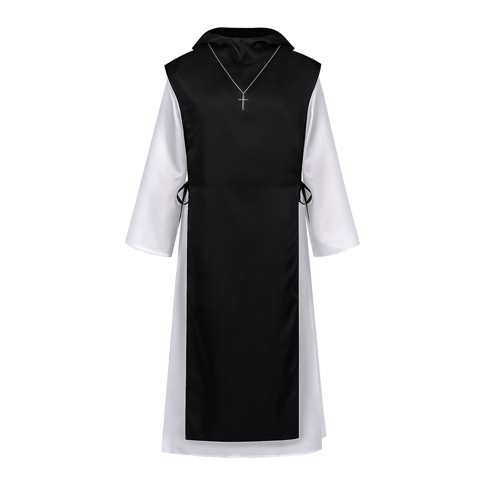 Renaissance Priest Black Robe Outfit Halloween Carnival Cosplay Costume